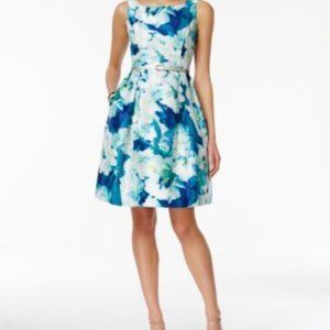 Jessica Howard Sleeveless Floral Fit and Flare Dress with POCKETS